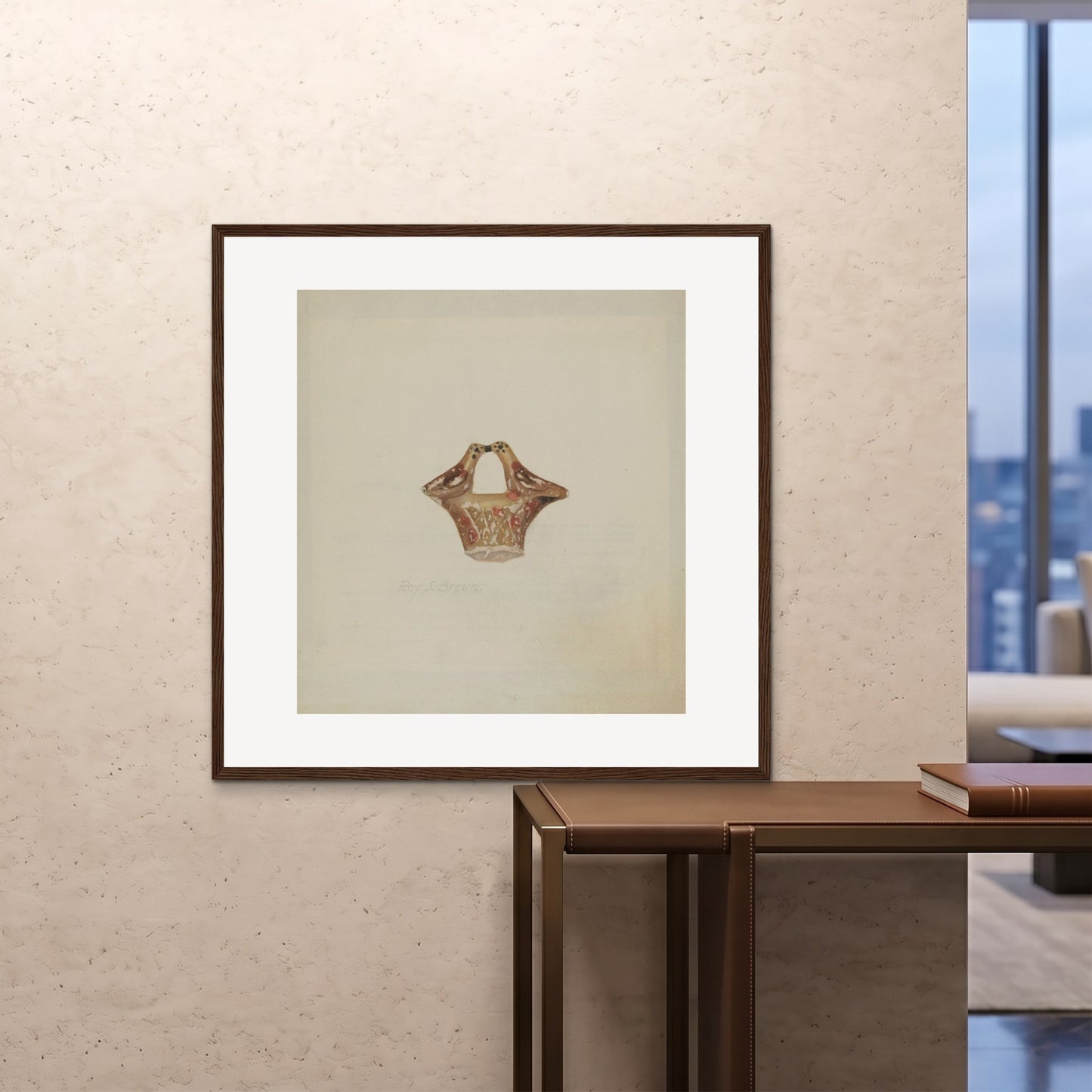 Orlonzo - FRAMED PRINT DARK WOOD 100x100cm40x40 ROOM