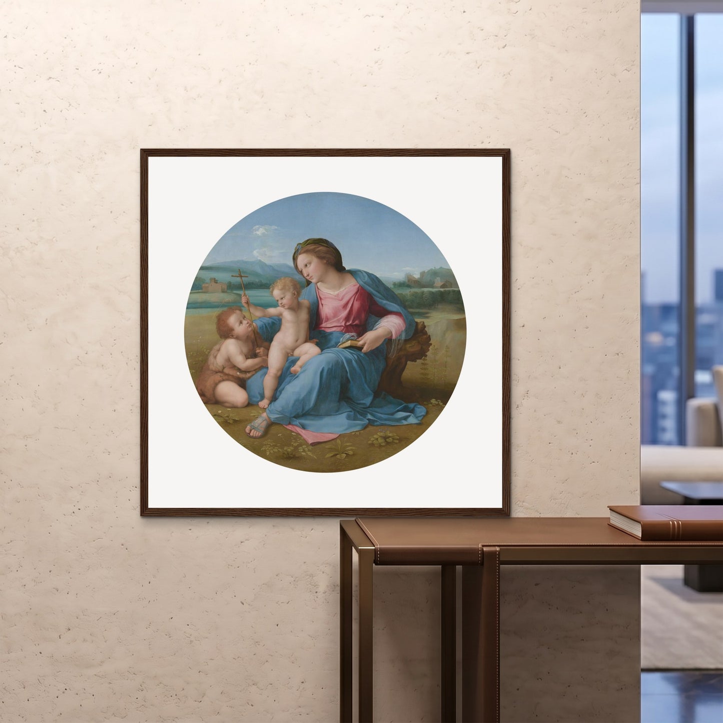 Orlonzo - FRAMED PRINT DARK WOOD 100x100cm40x40 ROOM