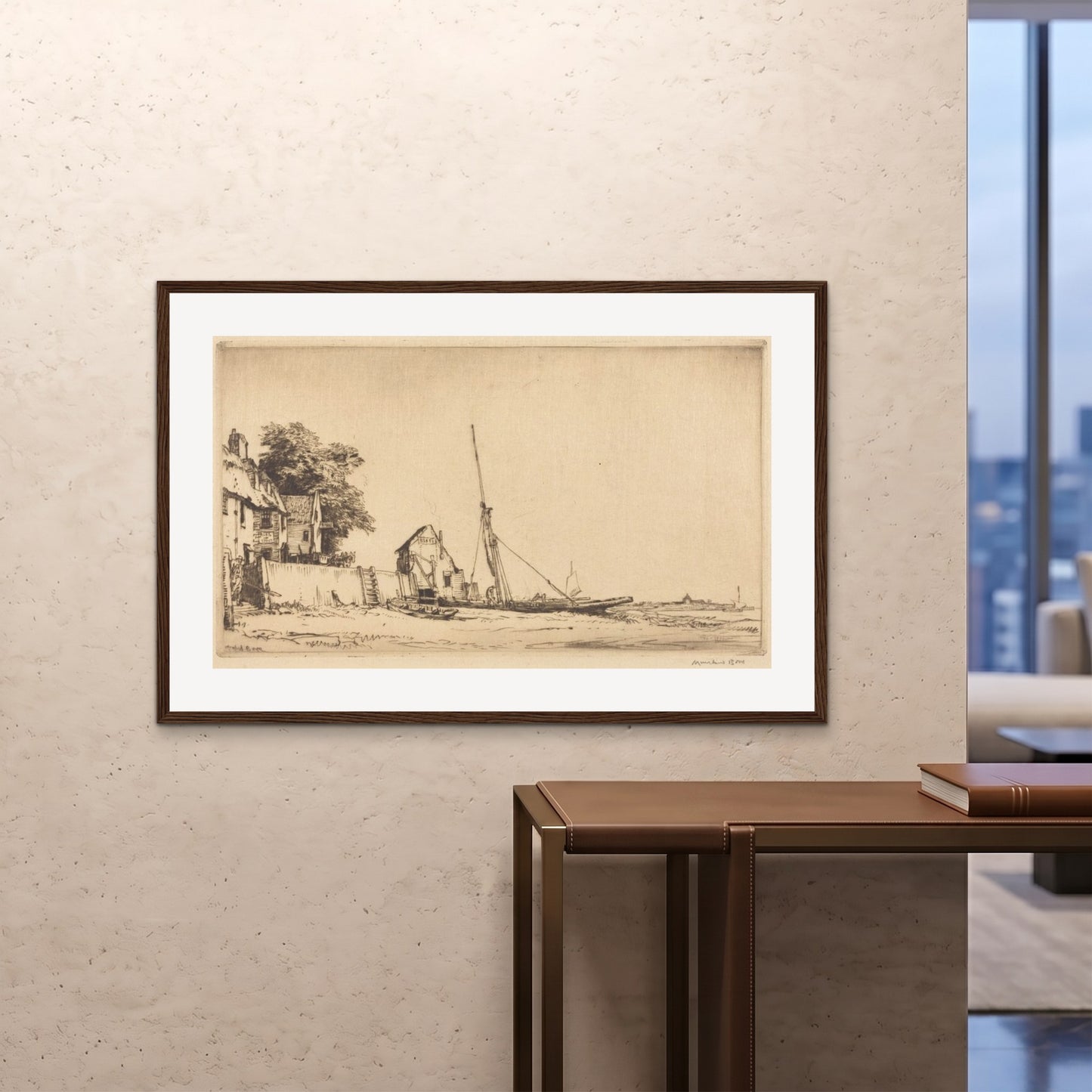 Orlonzo - FRAMED PRINT DARK WOOD 12080cm4832 ROOM