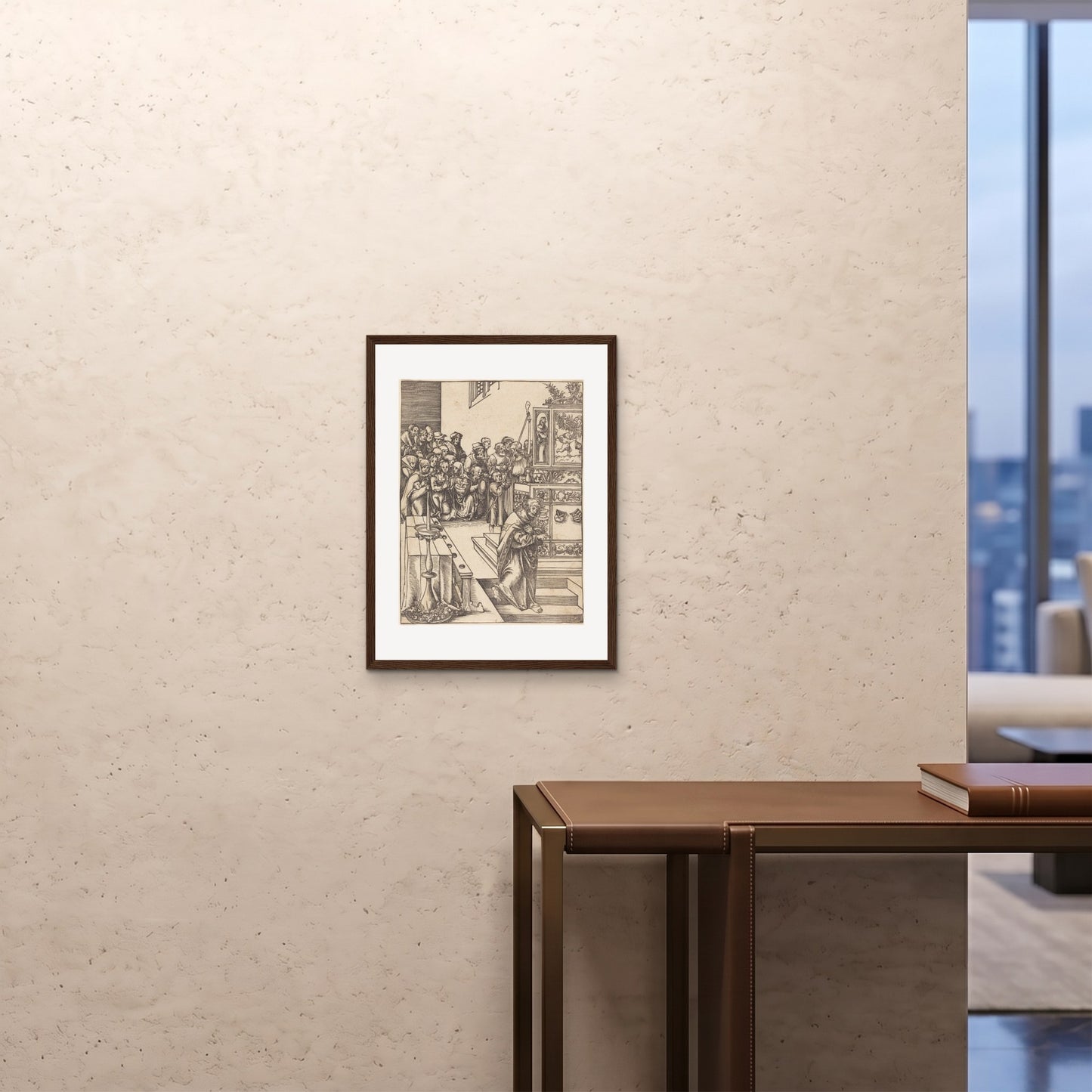 Orlonzo - FRAMED PRINT DARK WOOD 18x2445x60cm ROOM
