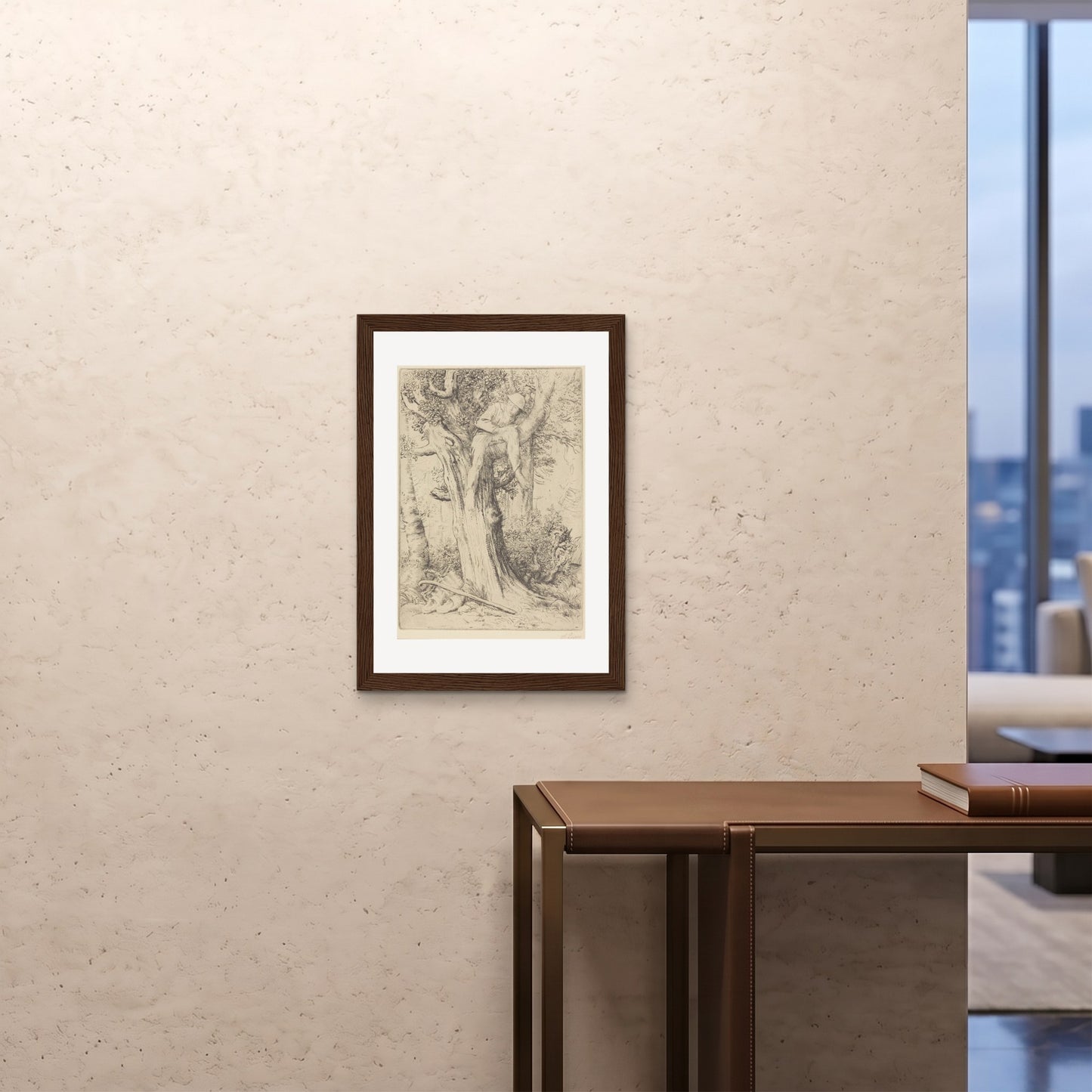Orlonzo - FRAMED PRINT DARK WOOD 20x2850x70cm ROOM