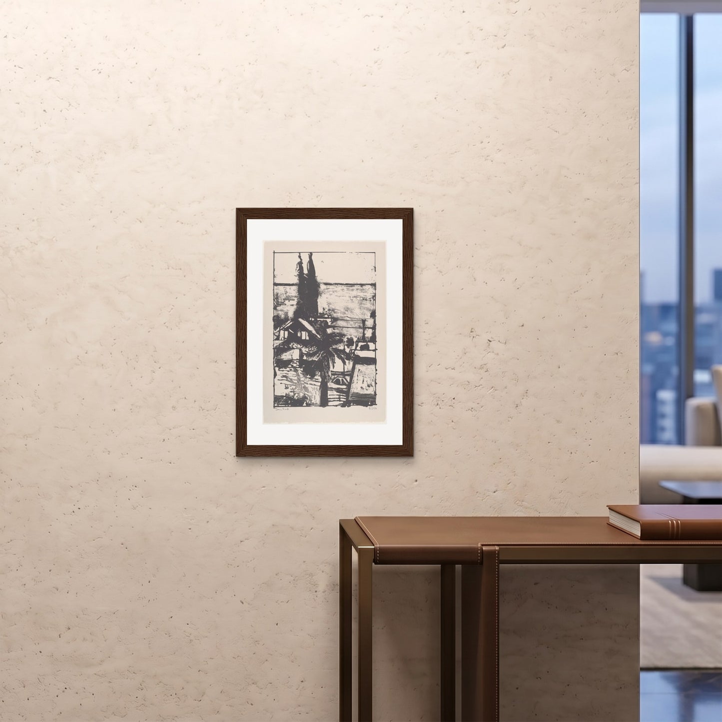 Orlonzo - FRAMED PRINT DARK WOOD 20x2850x70cm ROOM