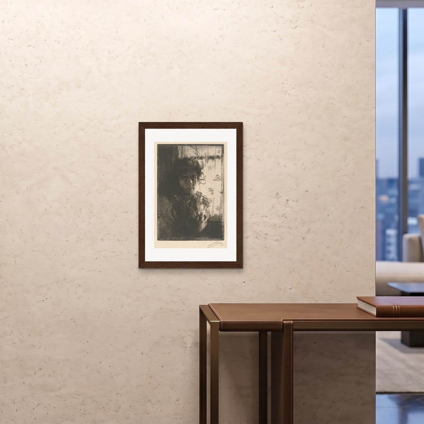 Orlonzo - FRAMED PRINT DARK WOOD 20x2850x70cm ROOM