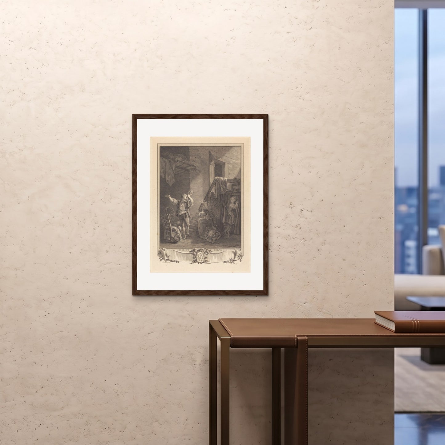 Orlonzo - FRAMED PRINT DARK WOOD 24x3260x80cm ROOM