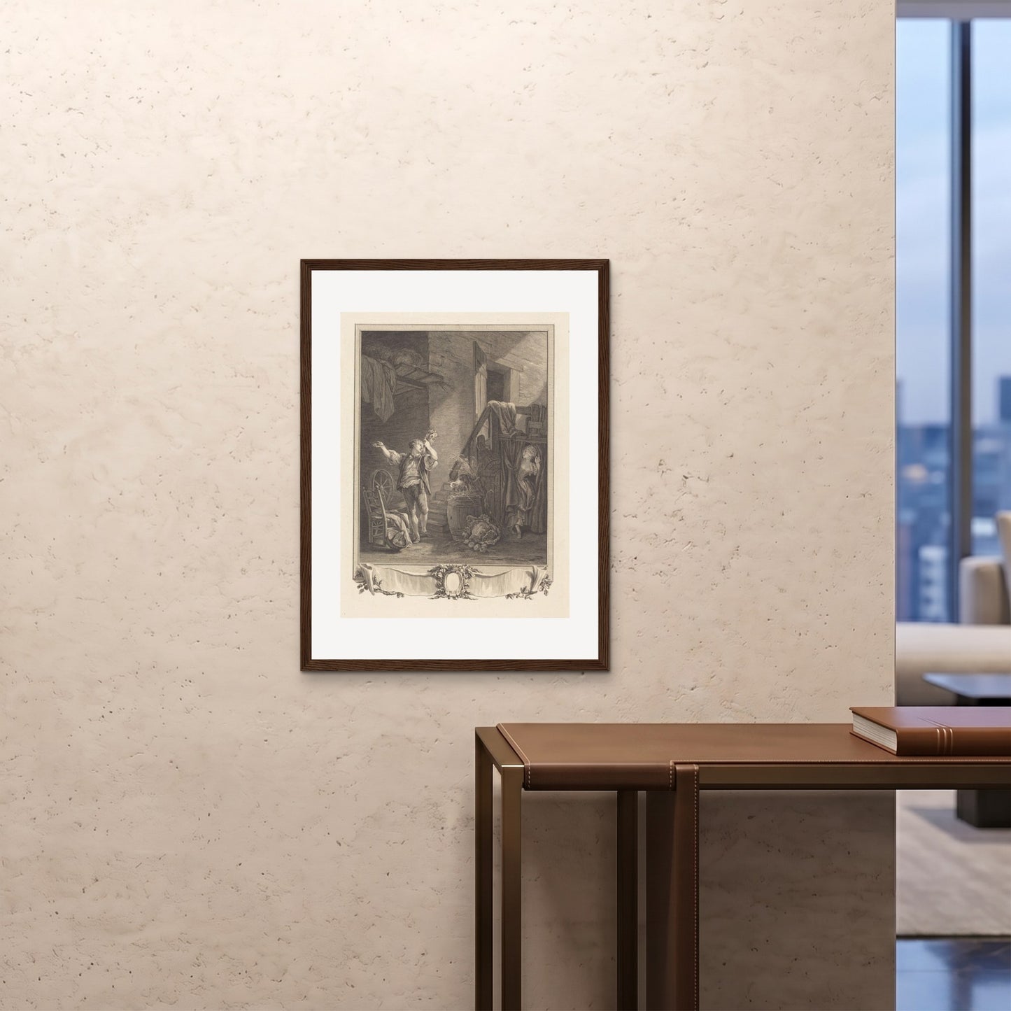 Orlonzo - FRAMED PRINT DARK WOOD 24x3260x80cm ROOM