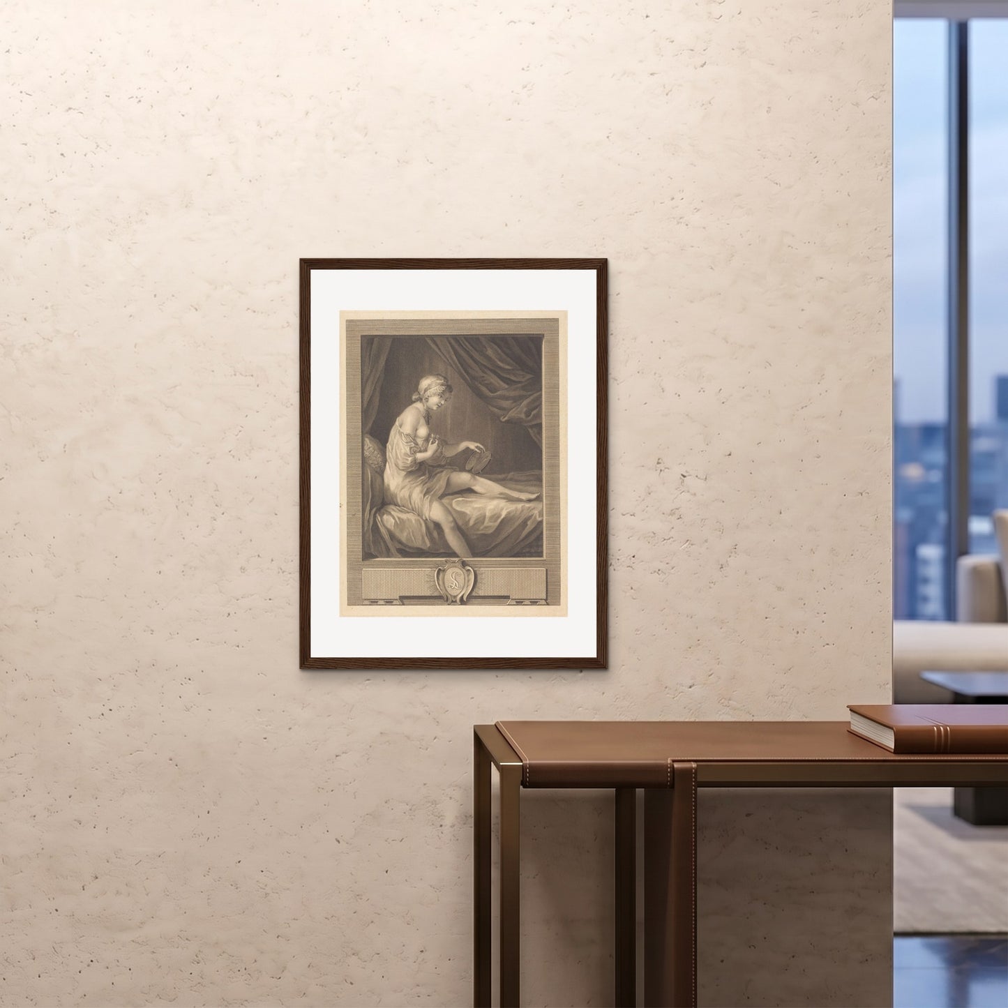 Orlonzo - FRAMED PRINT DARK WOOD 24x3260x80cm ROOM