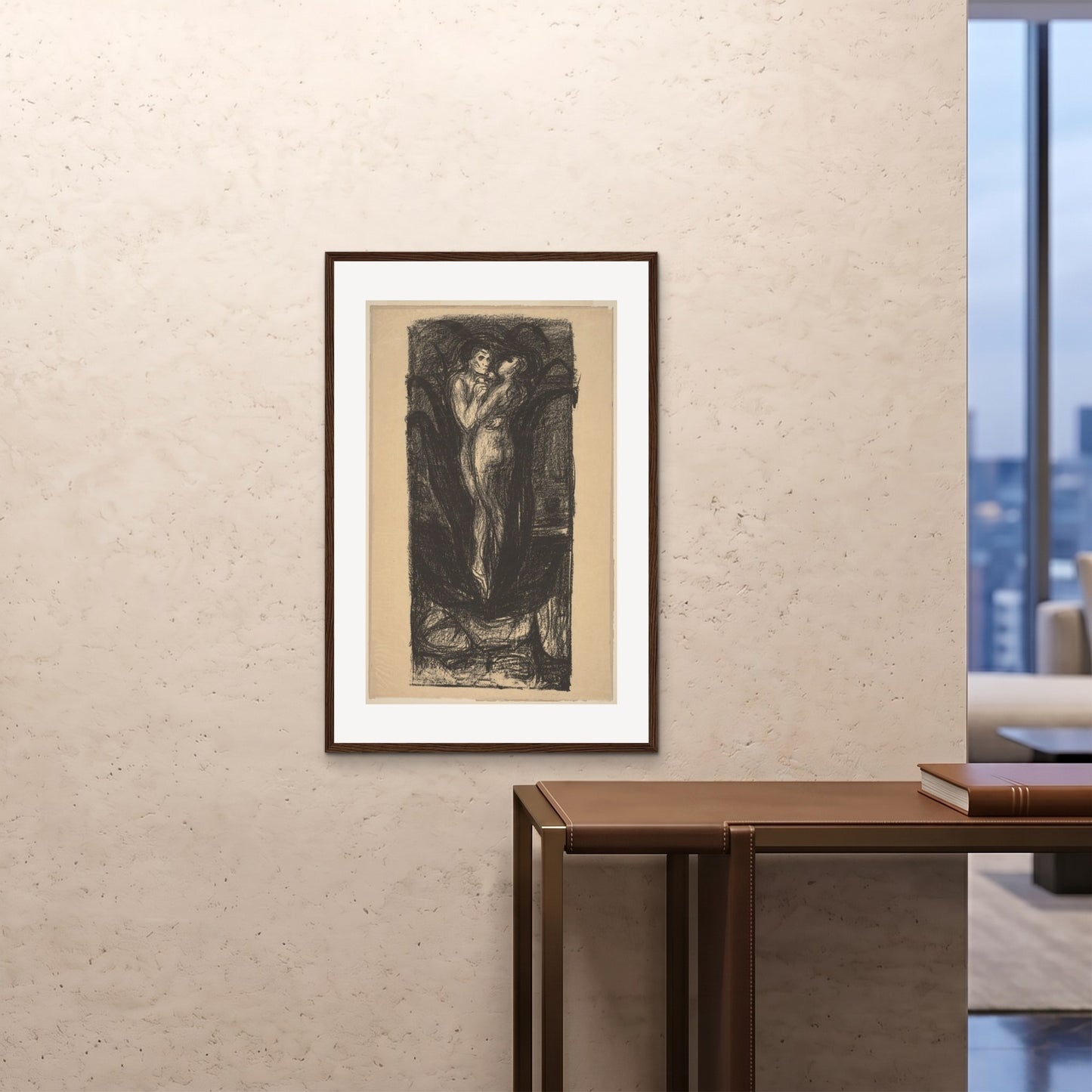 Orlonzo - FRAMED PRINT DARK WOOD 24x3660x90cm ROOM