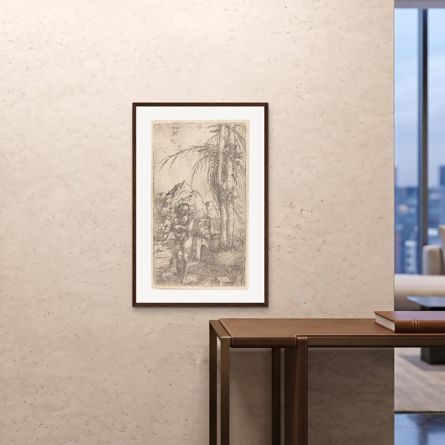 Orlonzo - FRAMED PRINT DARK WOOD 24x3660x90cm ROOM