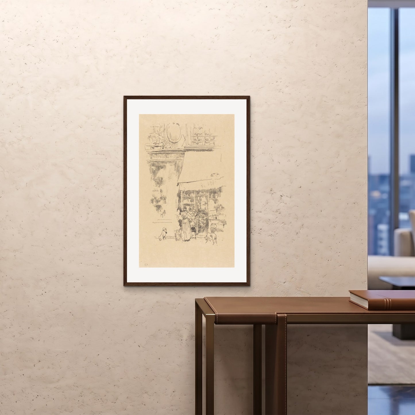 Orlonzo - FRAMED PRINT DARK WOOD 24x3660x90cm ROOM