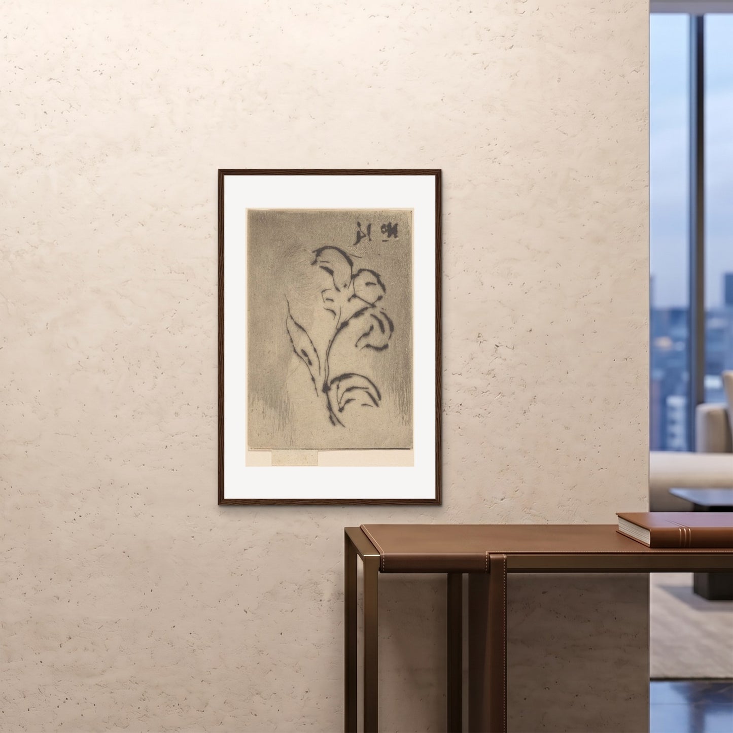 Orlonzo - FRAMED PRINT DARK WOOD 24x3660x90cm ROOM