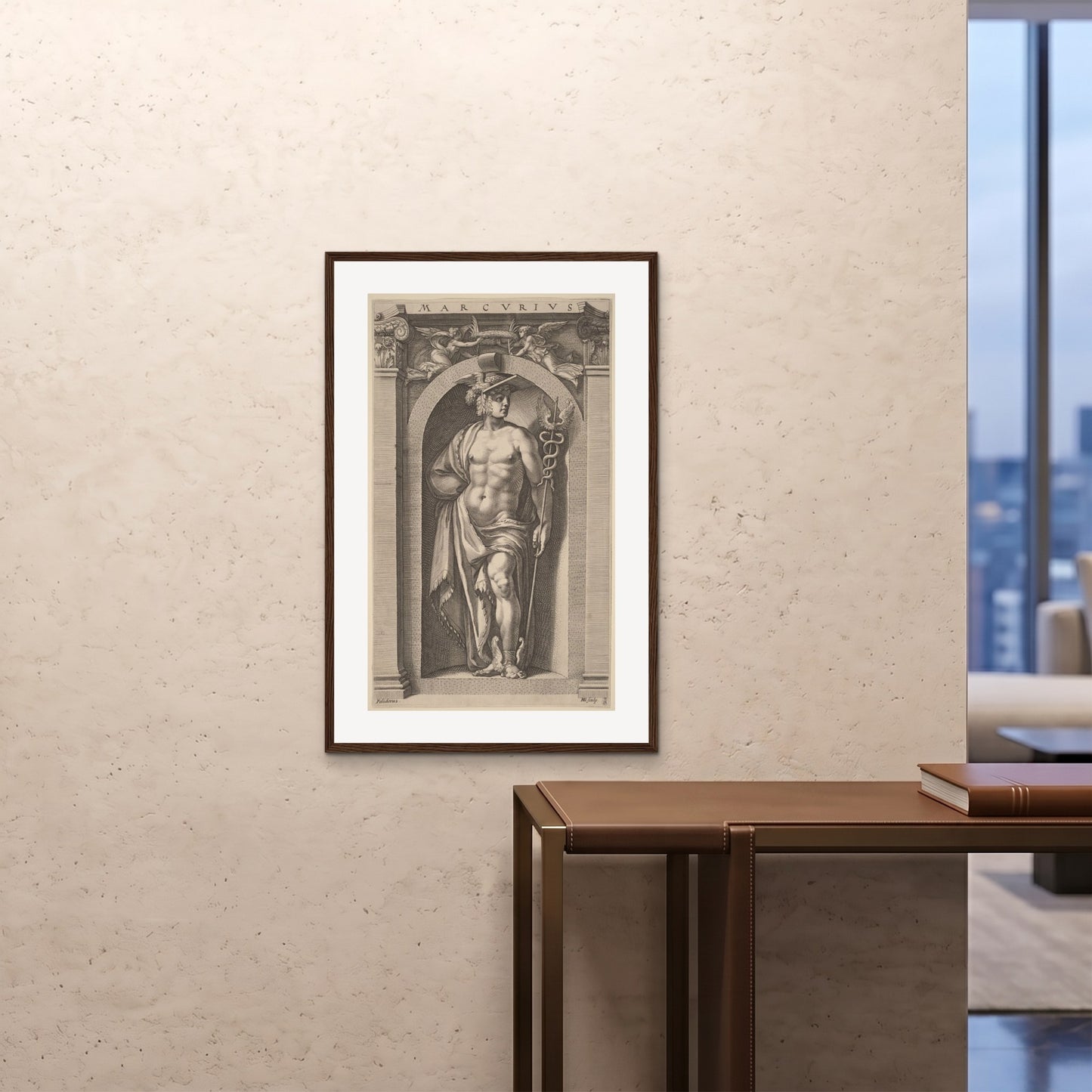 Orlonzo - FRAMED PRINT DARK WOOD 24x3660x90cm ROOM