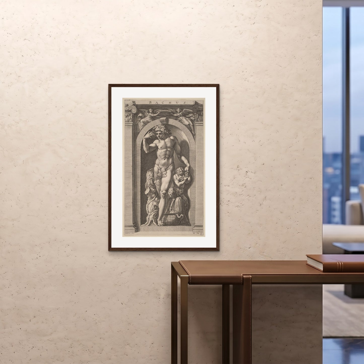Orlonzo - FRAMED PRINT DARK WOOD 24x3660x90cm ROOM
