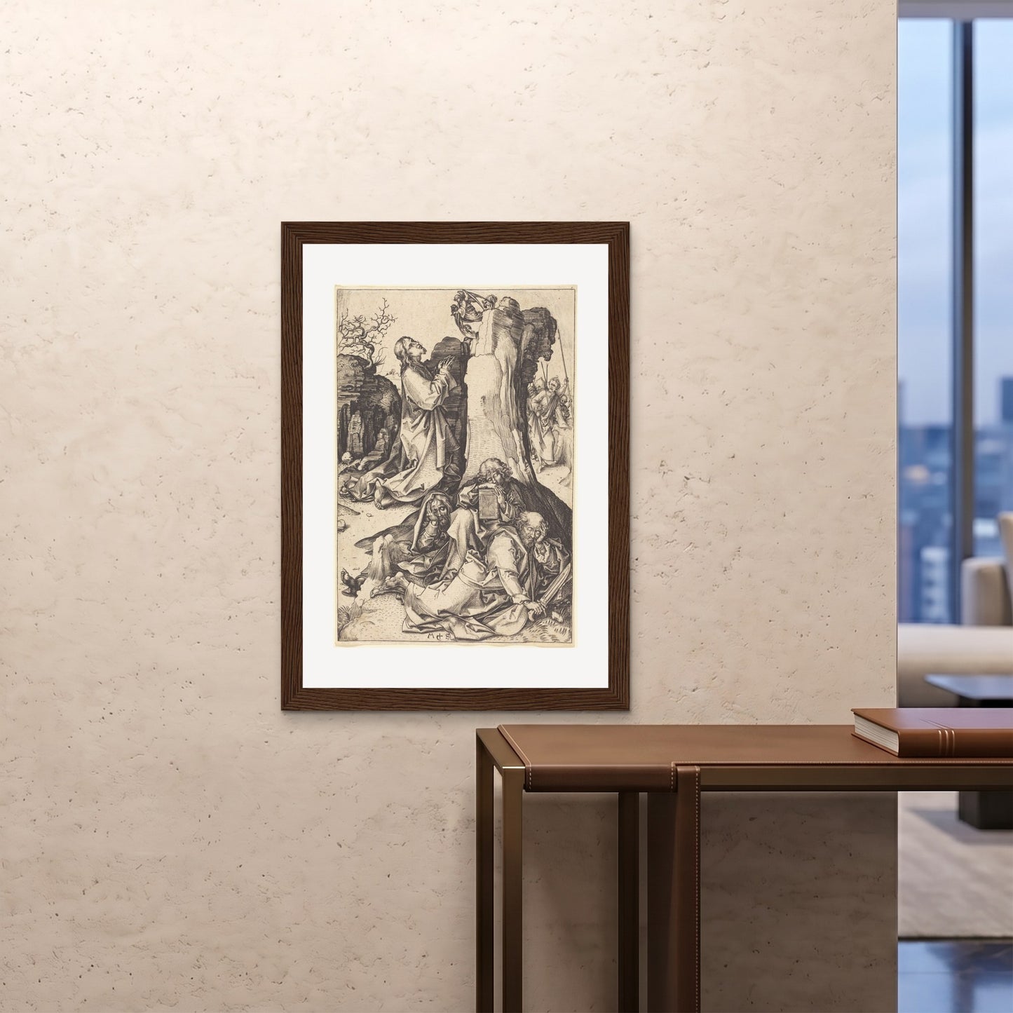 Orlonzo - FRAMED PRINT DARK WOOD 28x4070x100cm ROOM