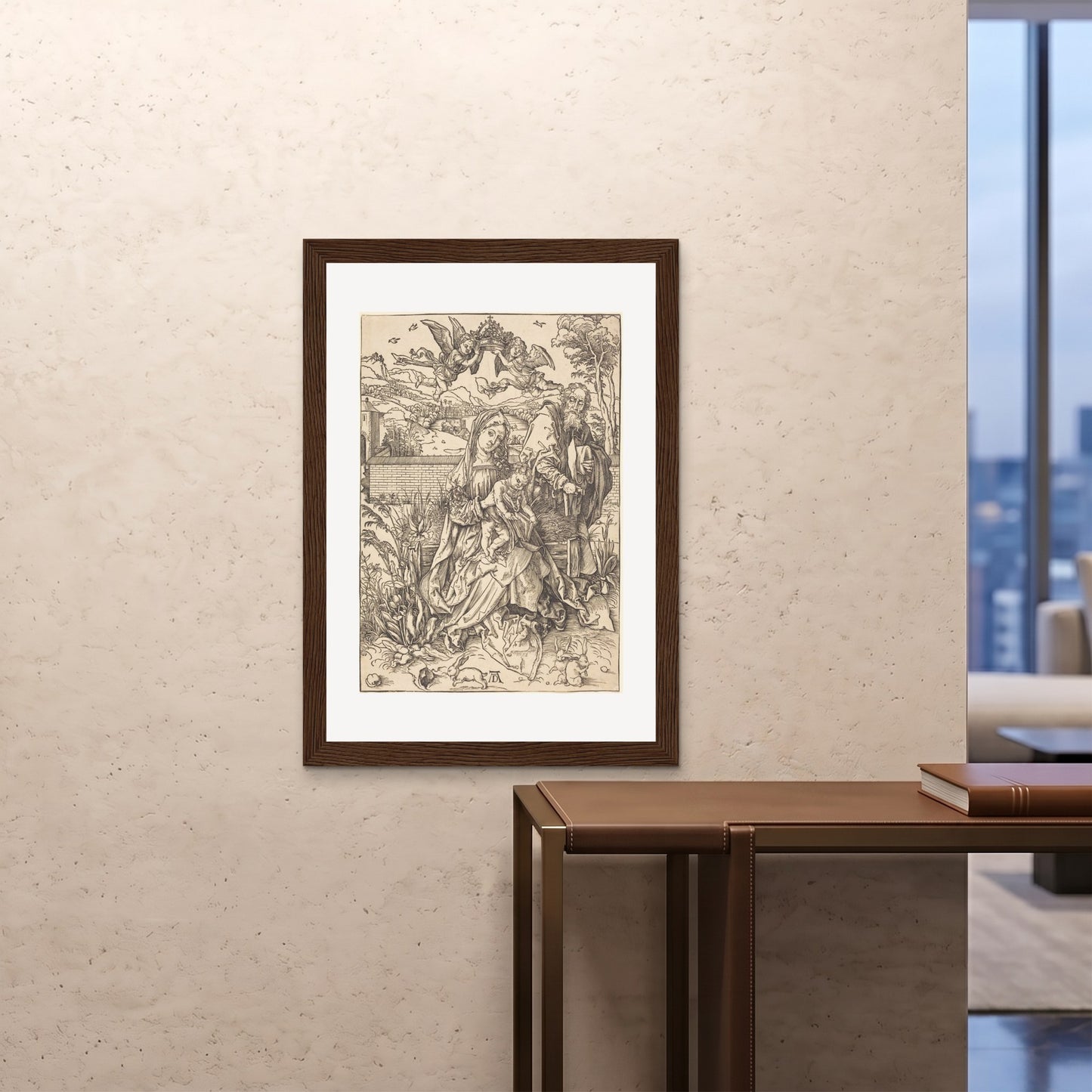 Orlonzo - FRAMED PRINT DARK WOOD 28x4070x100cm ROOM