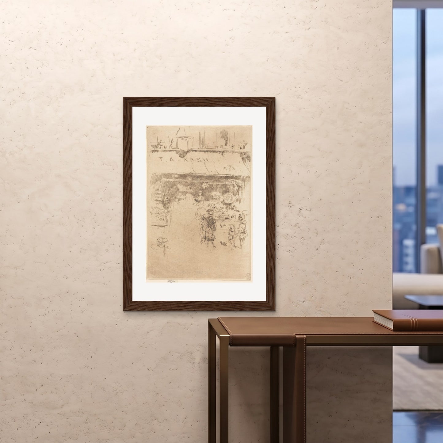 Orlonzo - FRAMED PRINT DARK WOOD 28x4070x100cm ROOM