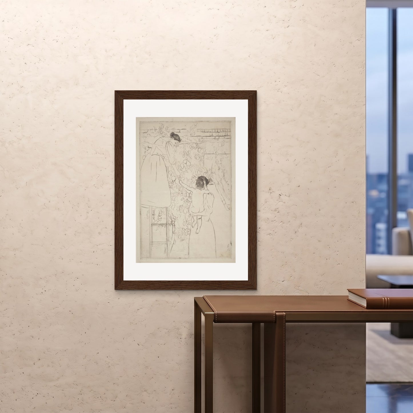 Orlonzo - FRAMED PRINT DARK WOOD 28x4070x100cm ROOM