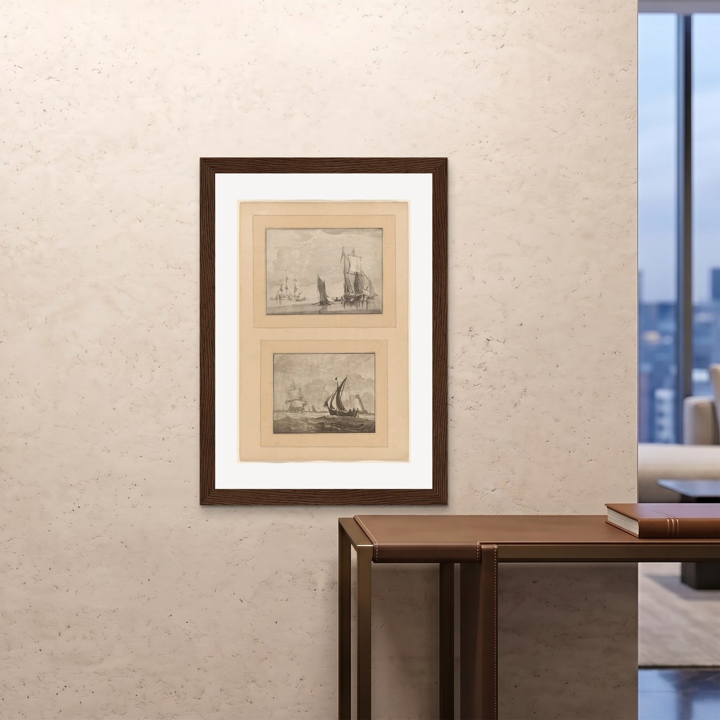 Orlonzo - FRAMED PRINT DARK WOOD 28x4070x100cm ROOM