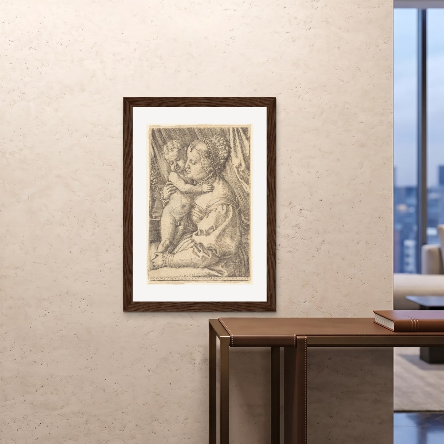 Orlonzo - FRAMED PRINT DARK WOOD 28x4070x100cm ROOM