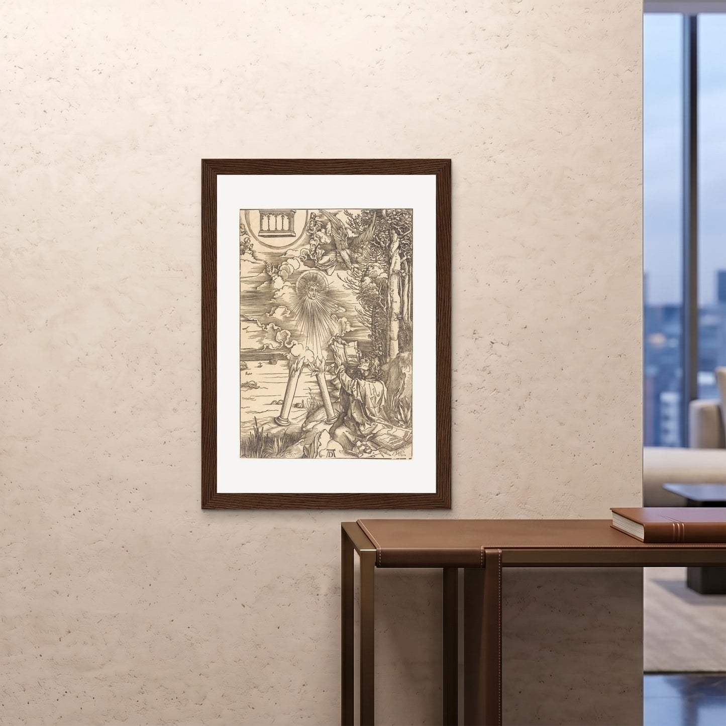 Orlonzo - FRAMED PRINT DARK WOOD 28x4070x100cm ROOM