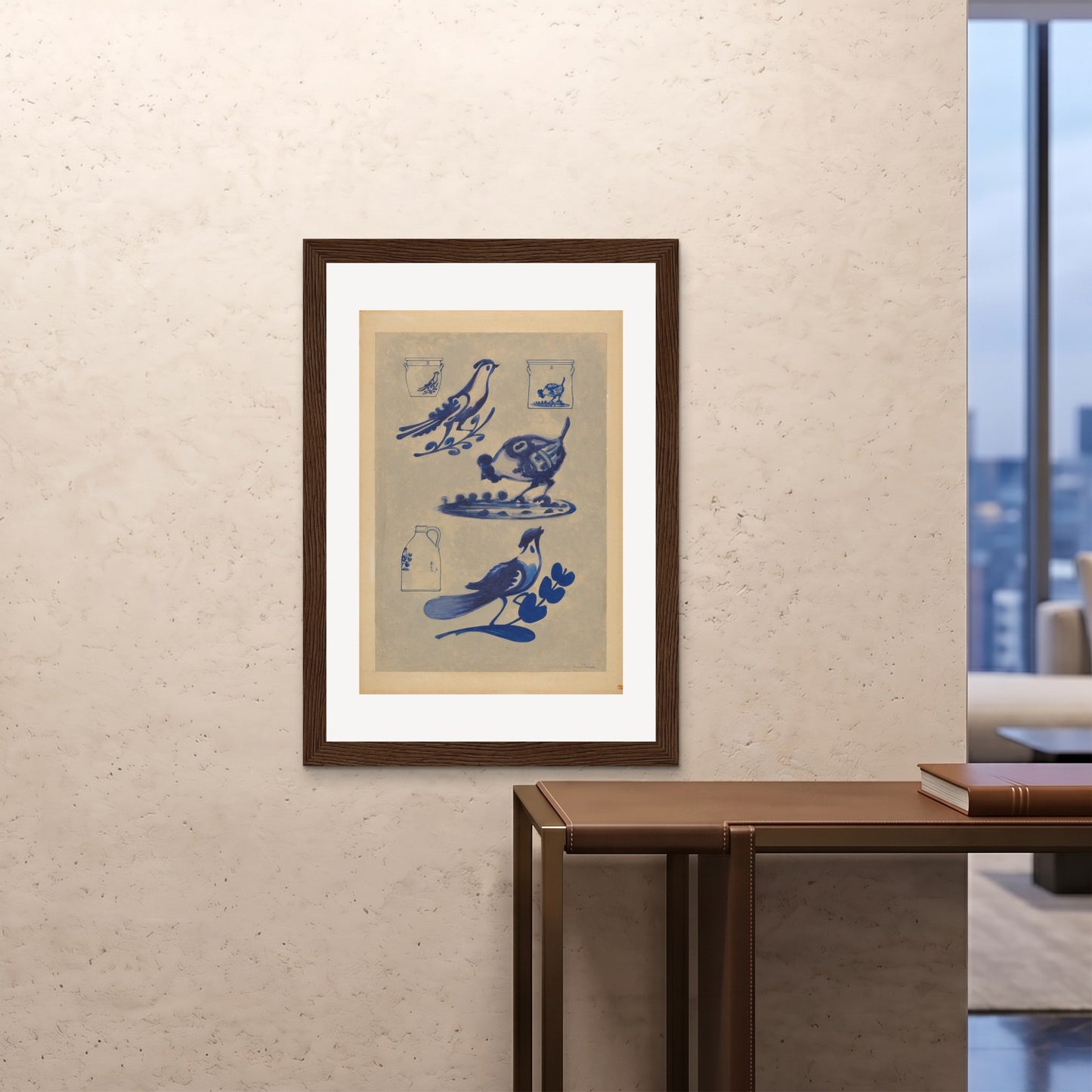 Orlonzo - FRAMED PRINT DARK WOOD 28x4070x100cm ROOM