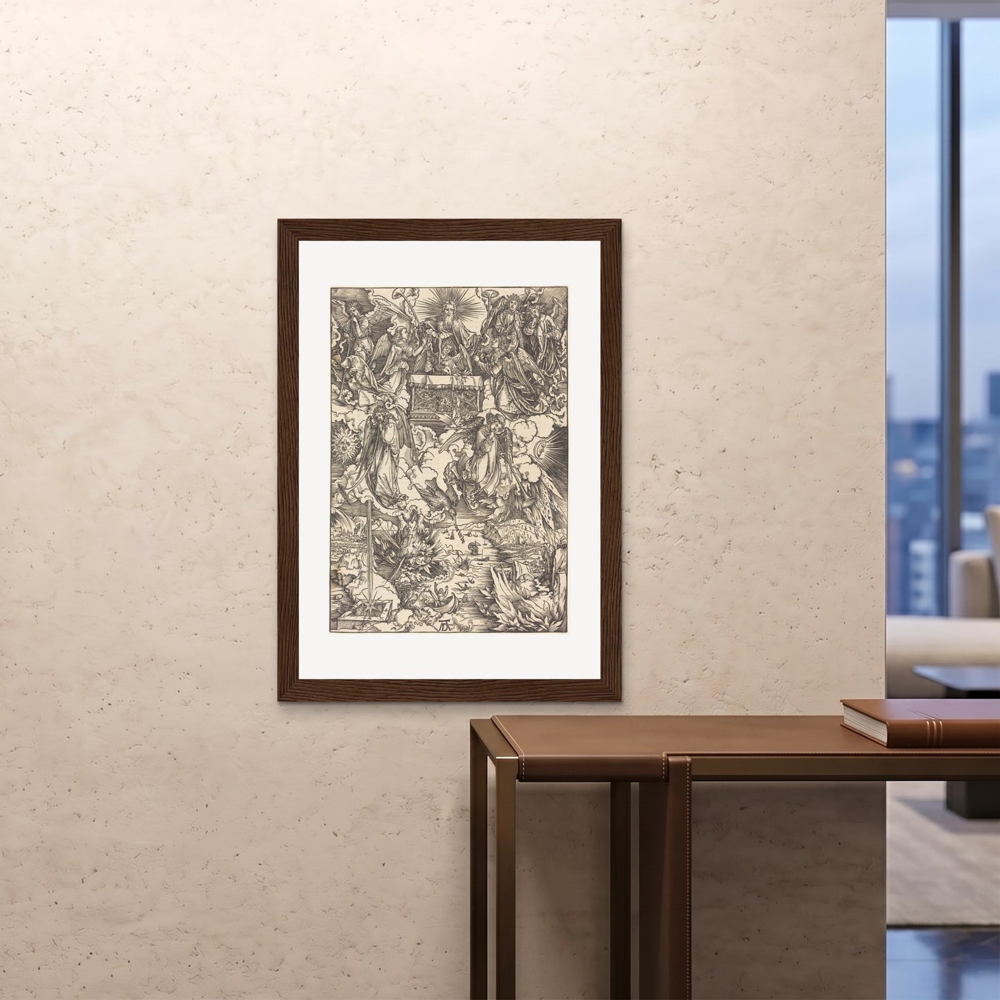 Orlonzo - FRAMED PRINT DARK WOOD 28x4070x100cm ROOM