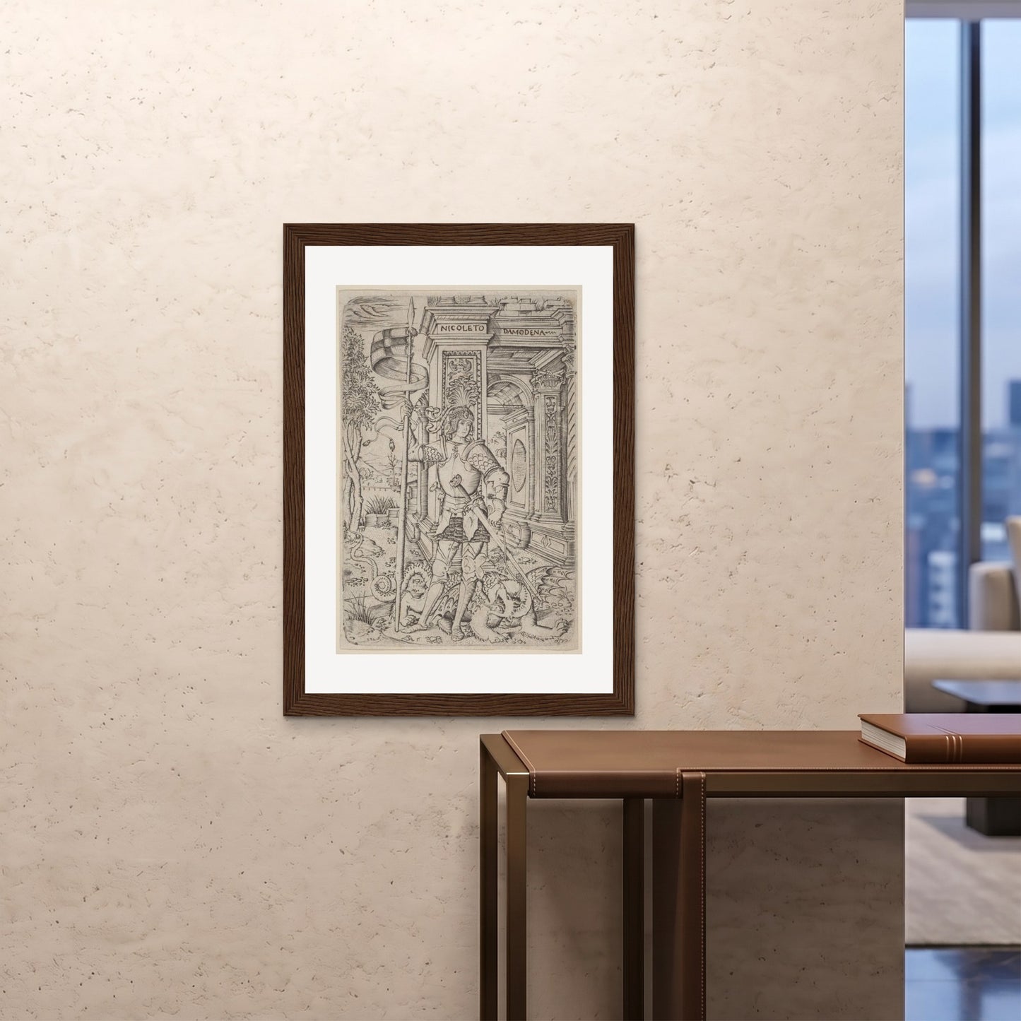 Orlonzo - FRAMED PRINT DARK WOOD 28x4070x100cm ROOM