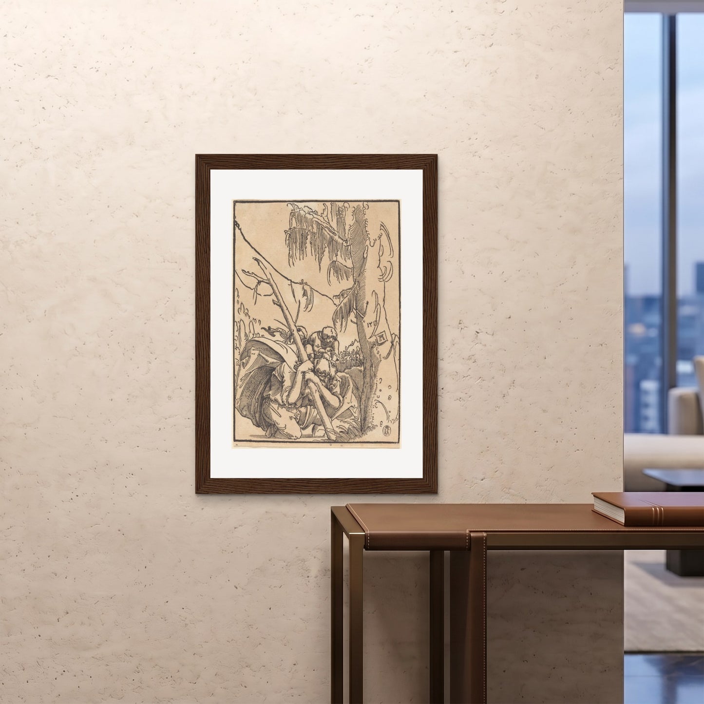 Orlonzo - FRAMED PRINT DARK WOOD 28x4070x100cm ROOM