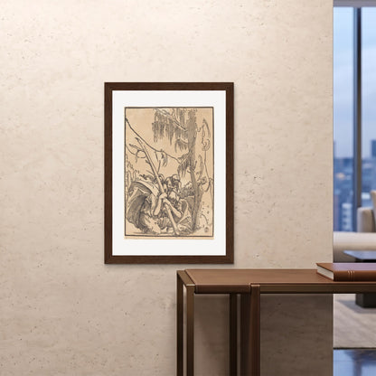 Orlonzo - FRAMED PRINT DARK WOOD 28x4070x100cm ROOM