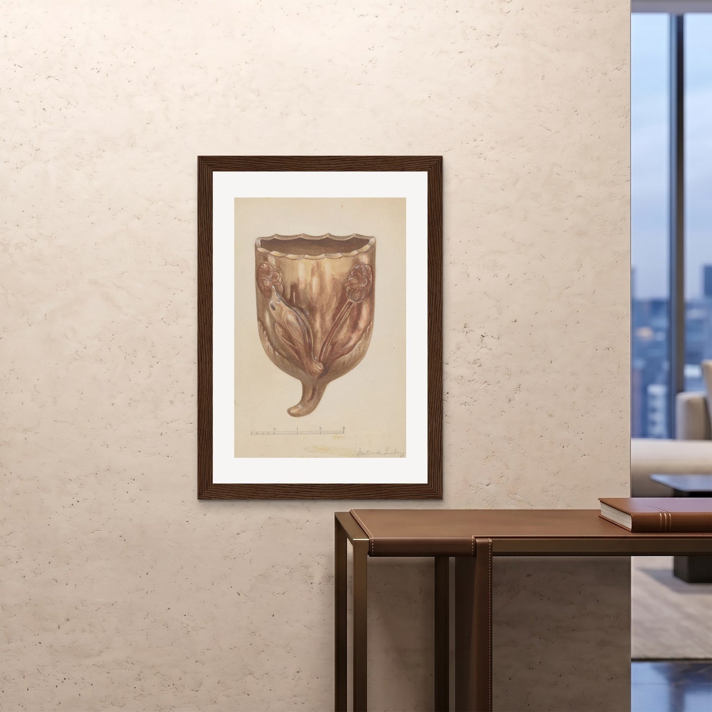 Orlonzo - FRAMED PRINT DARK WOOD 28x4070x100cm ROOM