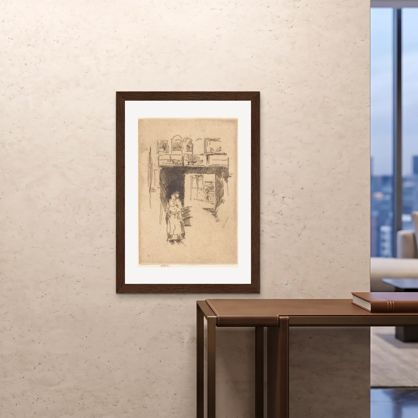 Orlonzo - FRAMED PRINT DARK WOOD 28x4070x100cm ROOM