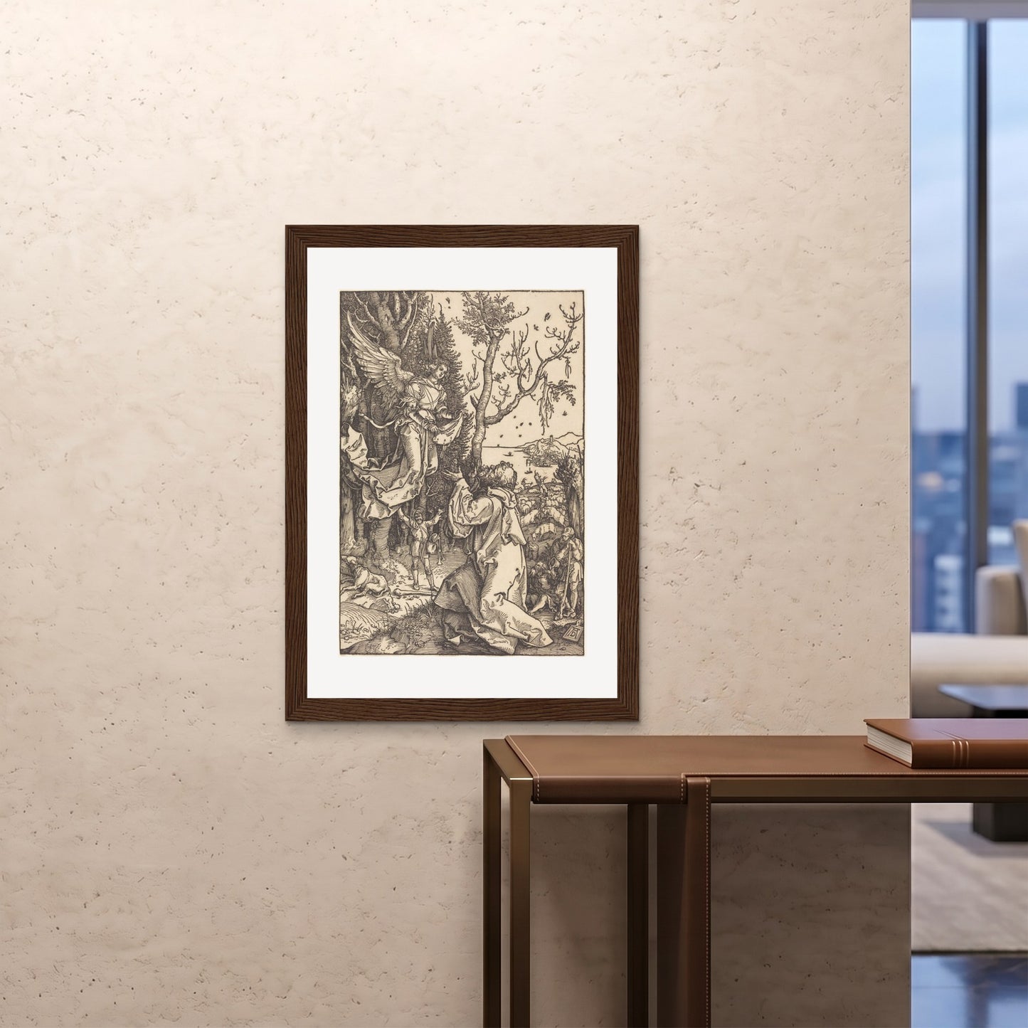 Orlonzo - FRAMED PRINT DARK WOOD 28x4070x100cm ROOM