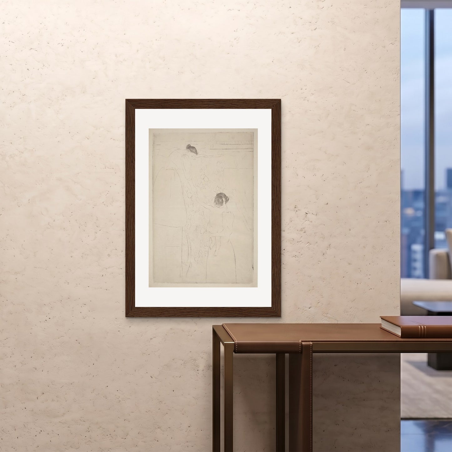 Orlonzo - FRAMED PRINT DARK WOOD 28x4070x100cm ROOM