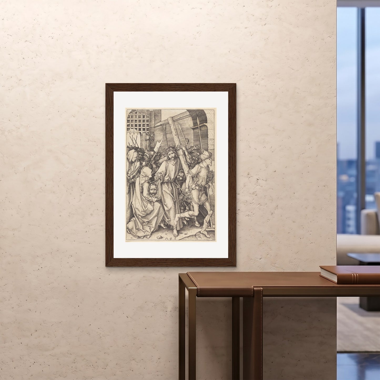 Orlonzo - FRAMED PRINT DARK WOOD 28x4070x100cm ROOM