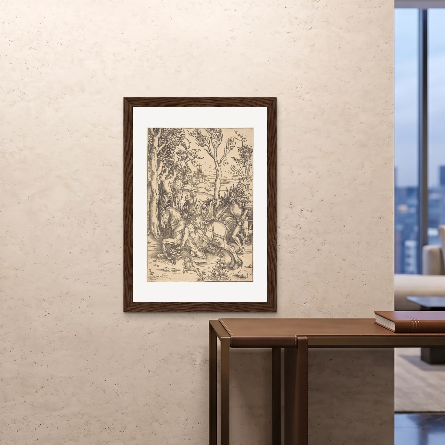 Orlonzo - FRAMED PRINT DARK WOOD 28x4070x100cm ROOM