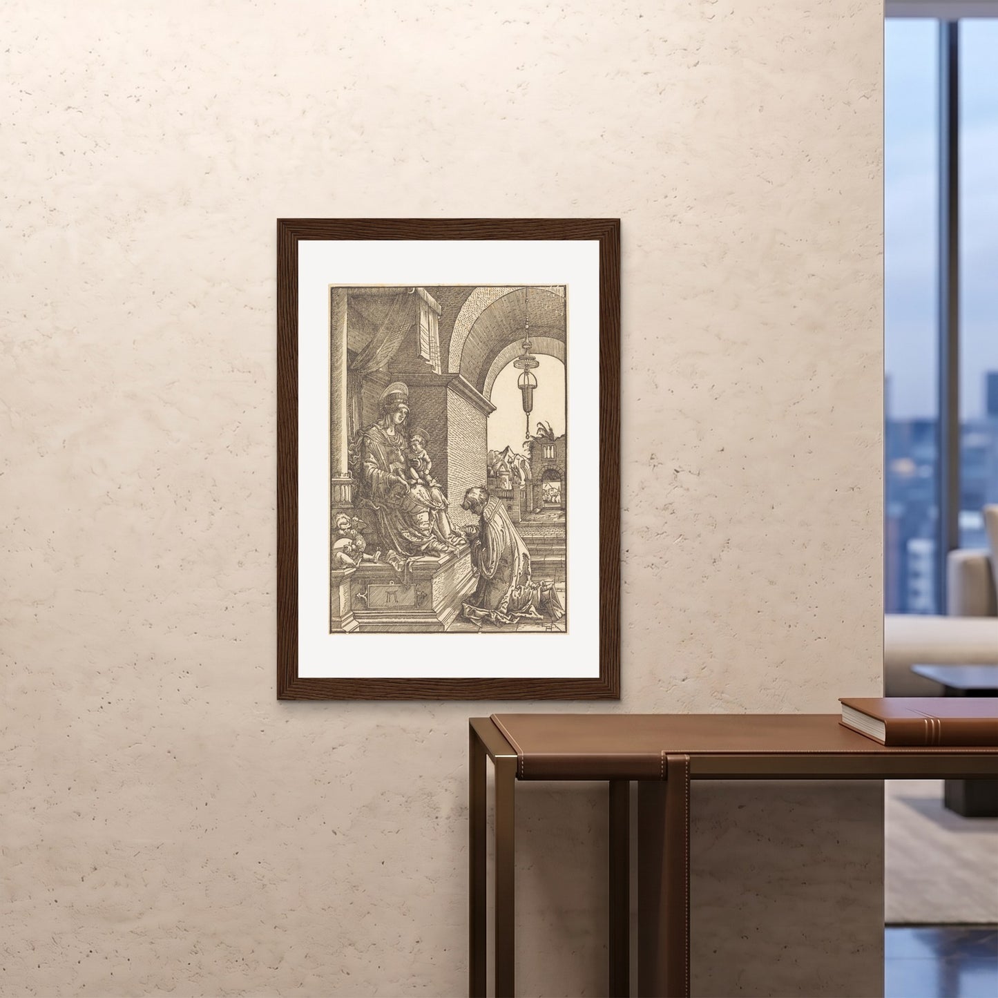 Orlonzo - FRAMED PRINT DARK WOOD 28x4070x100cm ROOM
