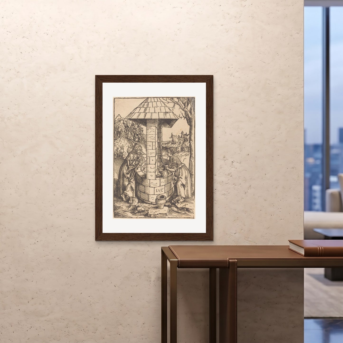 Orlonzo - FRAMED PRINT DARK WOOD 28x4070x100cm ROOM