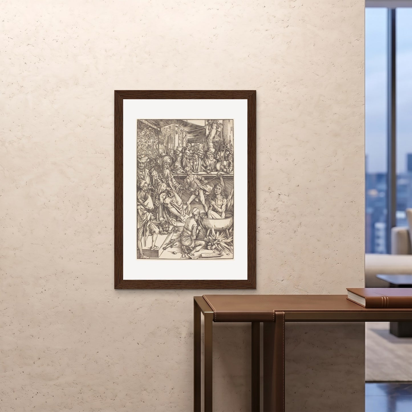 Orlonzo - FRAMED PRINT DARK WOOD 28x4070x100cm ROOM
