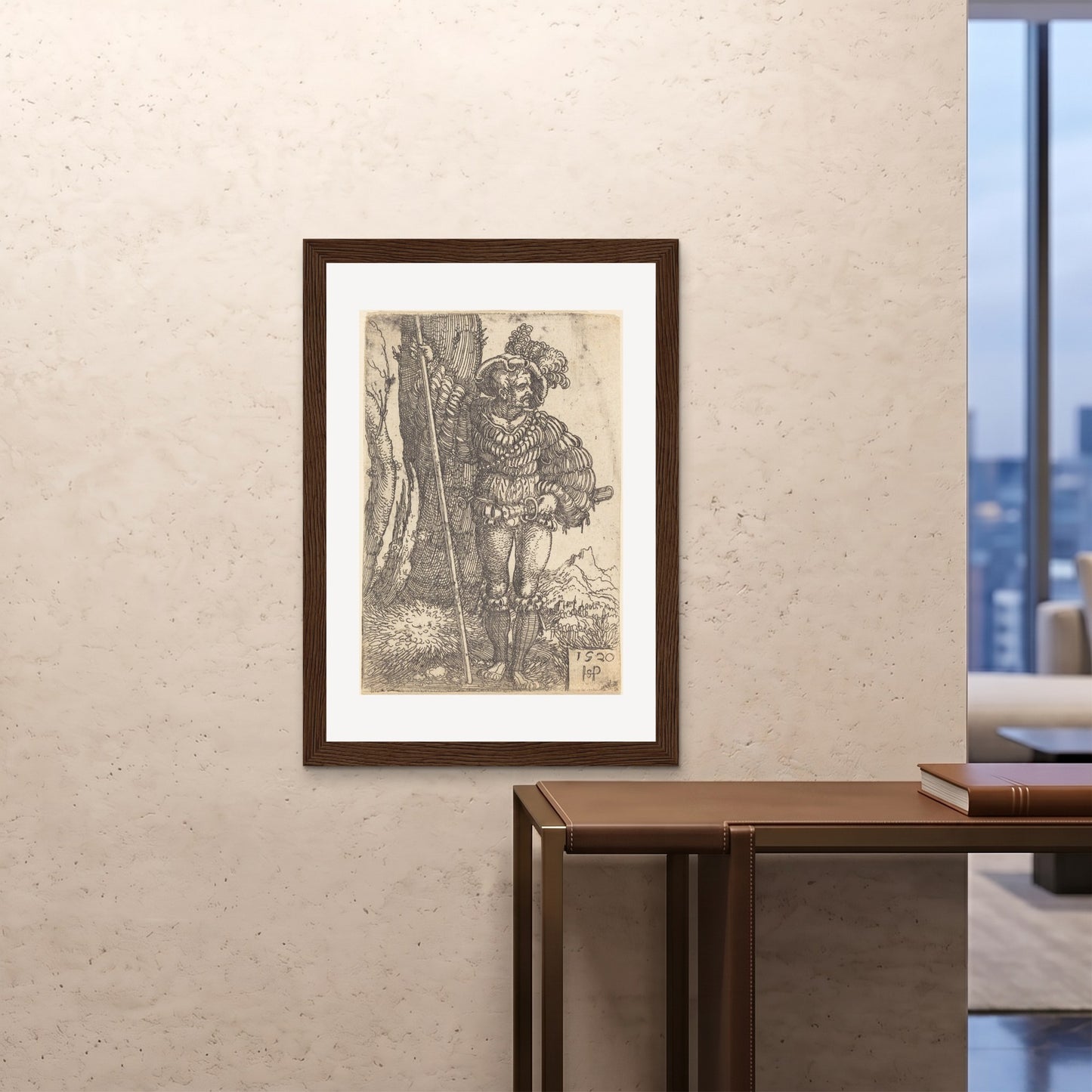 Orlonzo - FRAMED PRINT DARK WOOD 28x4070x100cm ROOM