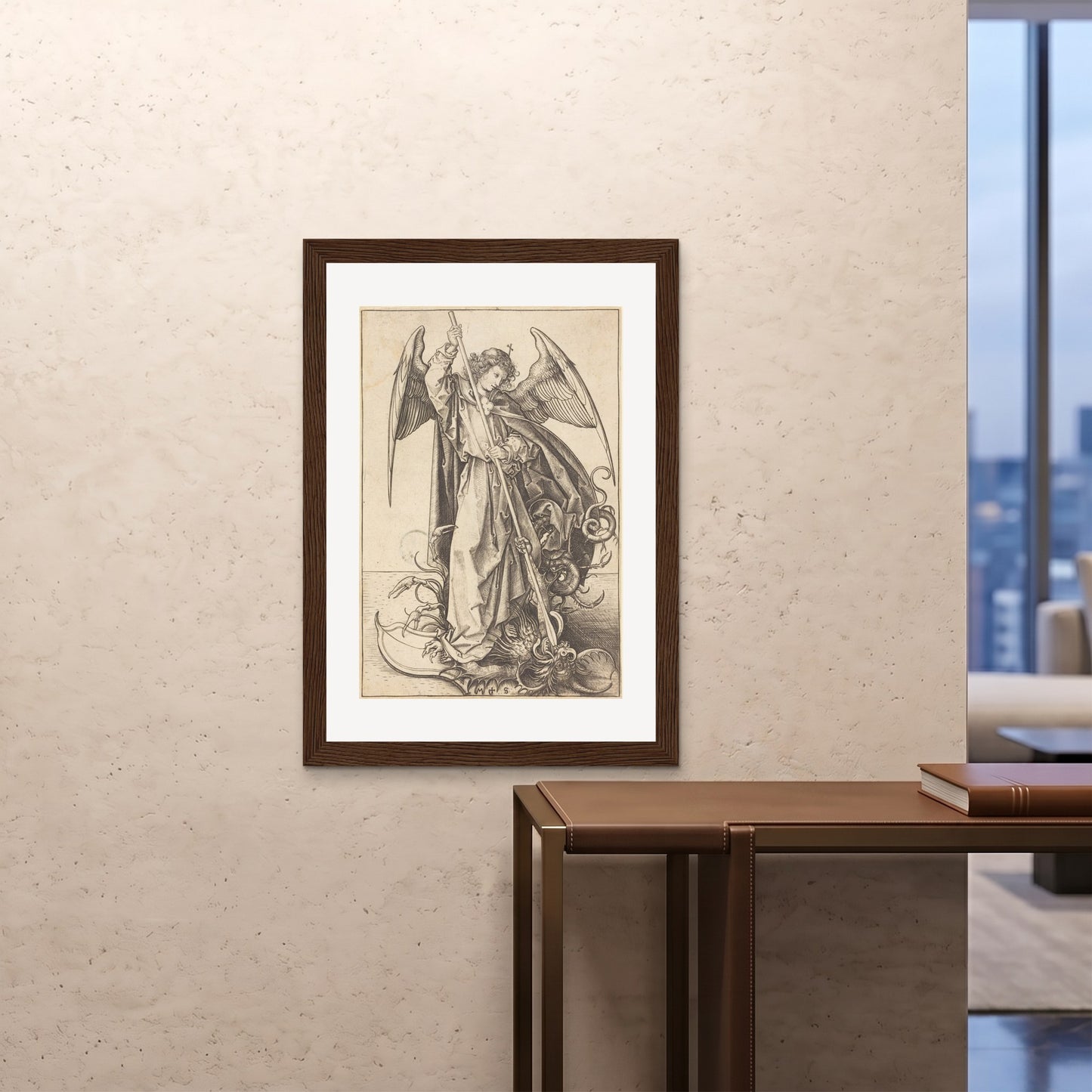 Orlonzo - FRAMED PRINT DARK WOOD 28x4070x100cm ROOM
