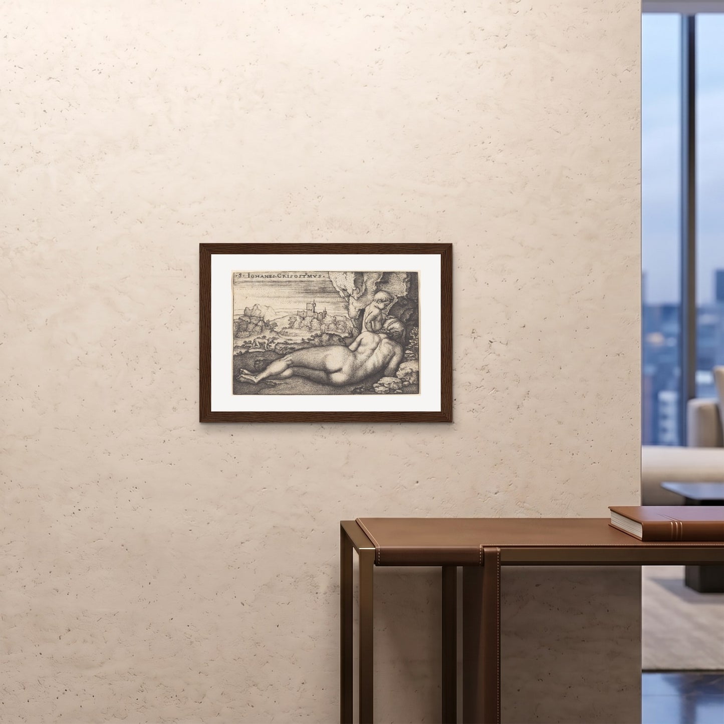 Orlonzo - FRAMED PRINT DARK WOOD 7050cm2820 ROOM
