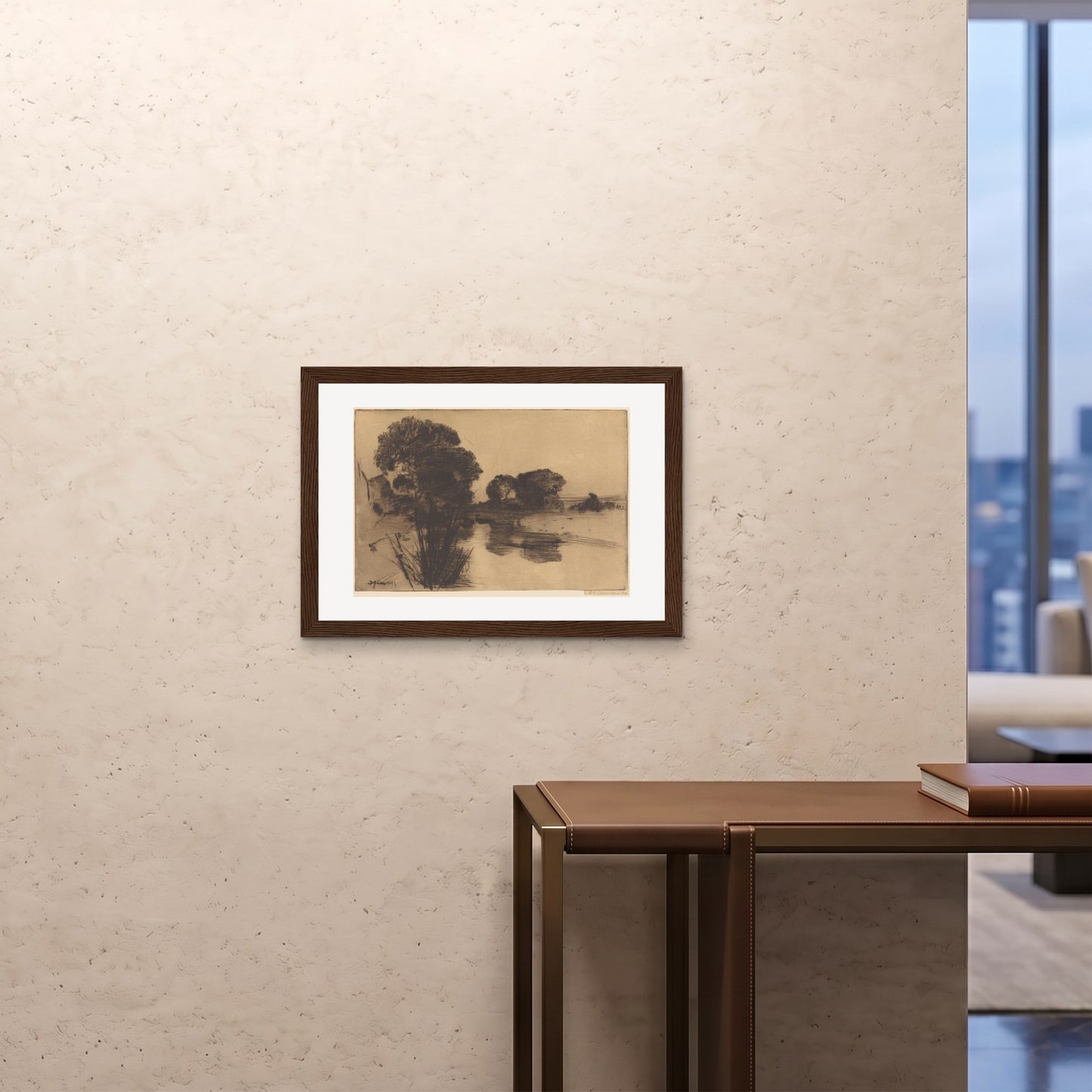 Orlonzo - FRAMED PRINT DARK WOOD 7050cm2820 ROOM