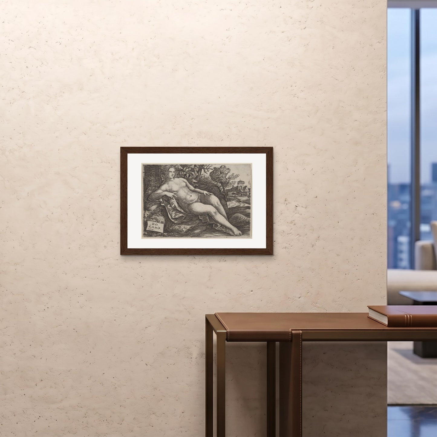 Orlonzo - FRAMED PRINT DARK WOOD 7050cm2820 ROOM