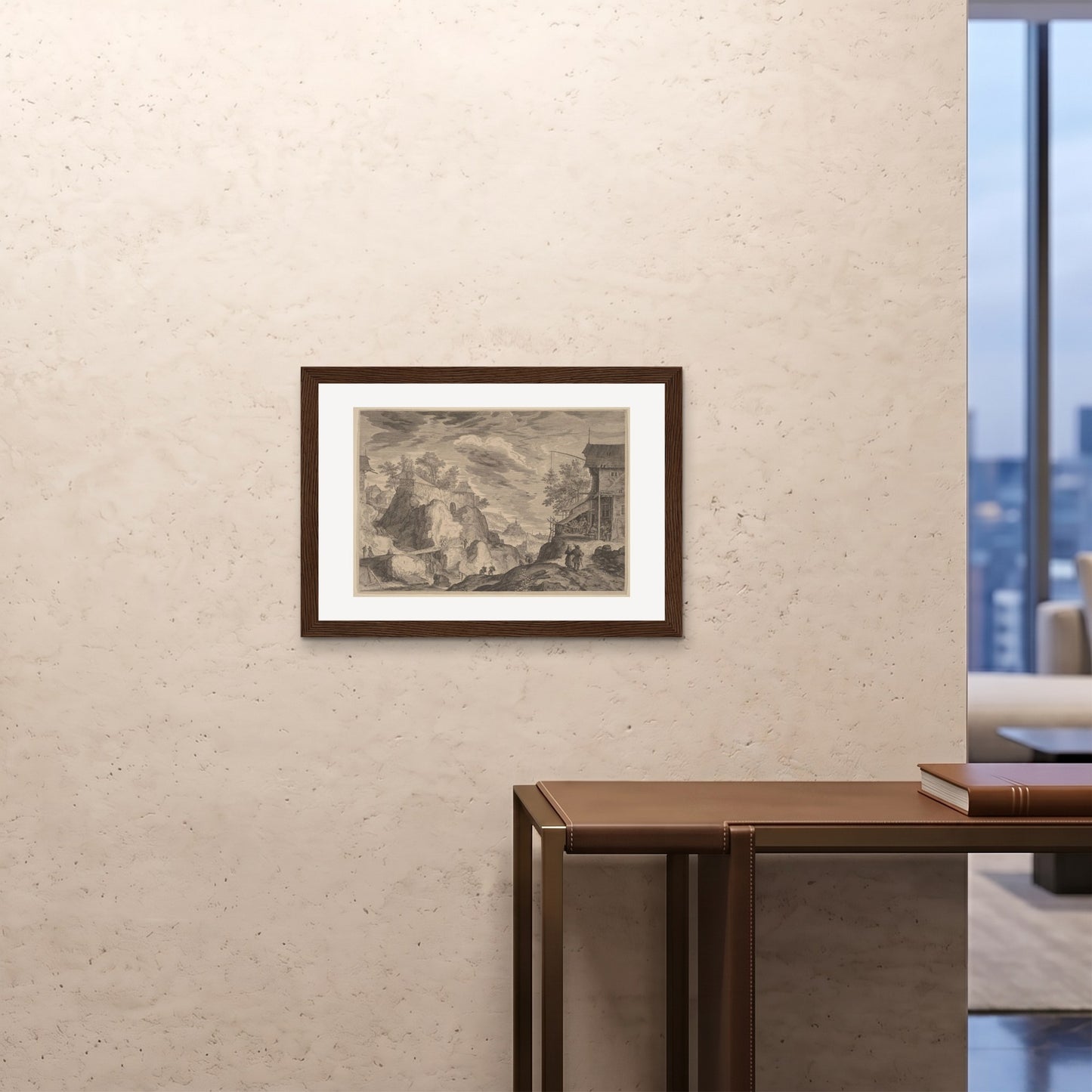 Orlonzo - FRAMED PRINT DARK WOOD 7050cm2820 ROOM