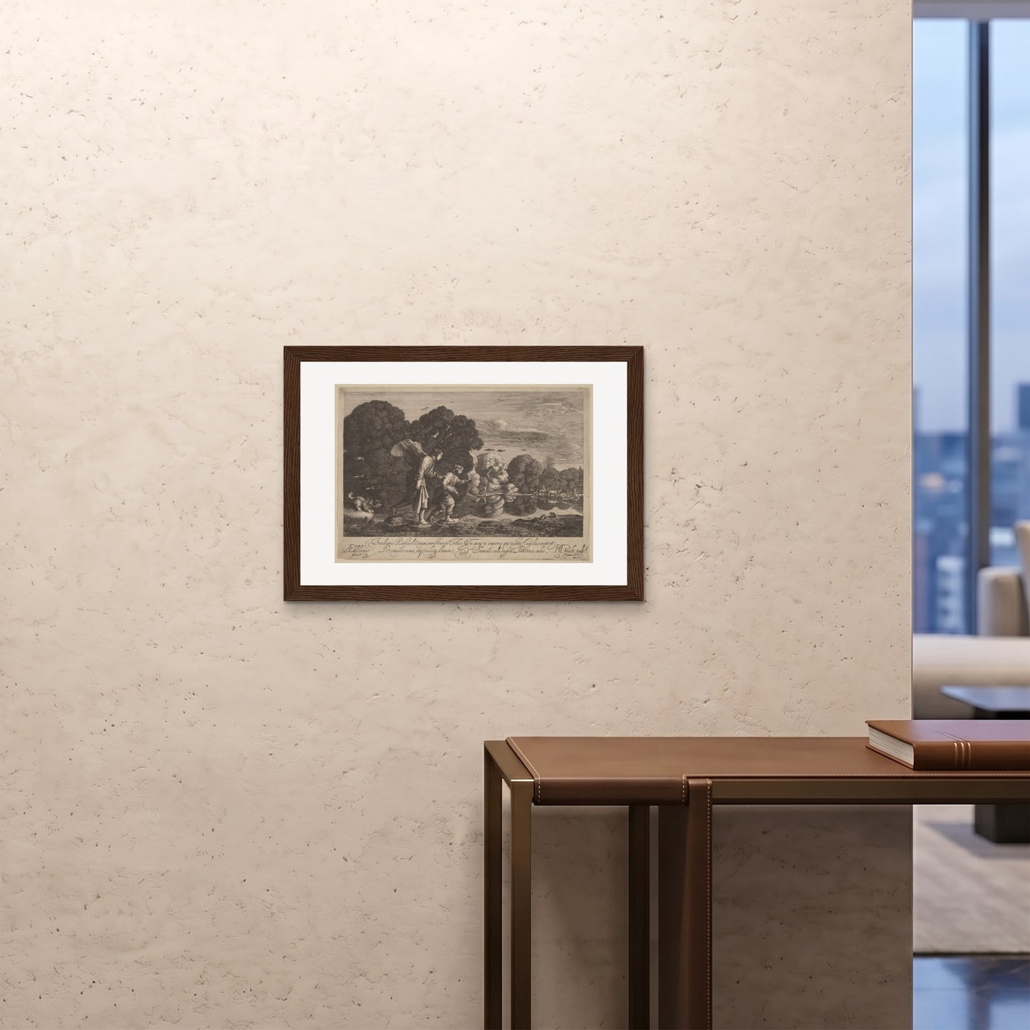 Orlonzo - FRAMED PRINT DARK WOOD 7050cm2820 ROOM