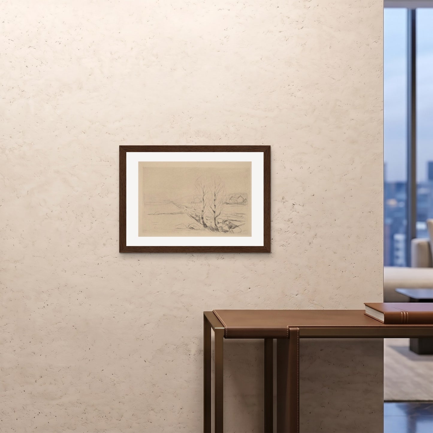 Orlonzo - FRAMED PRINT DARK WOOD 7050cm2820 ROOM