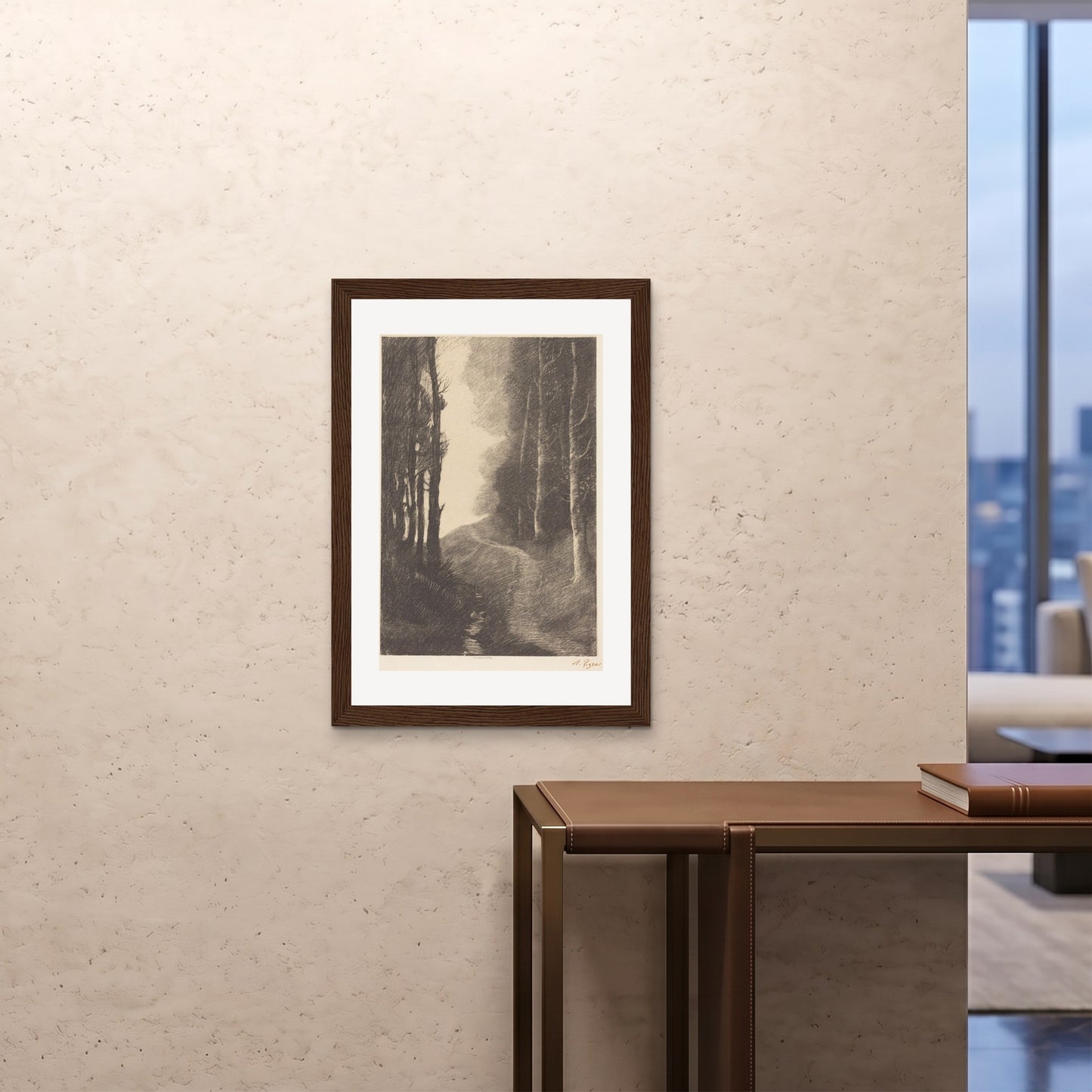 Orlonzo - FRAMED PRINT DARK WOOD A1594x841cm ROOM