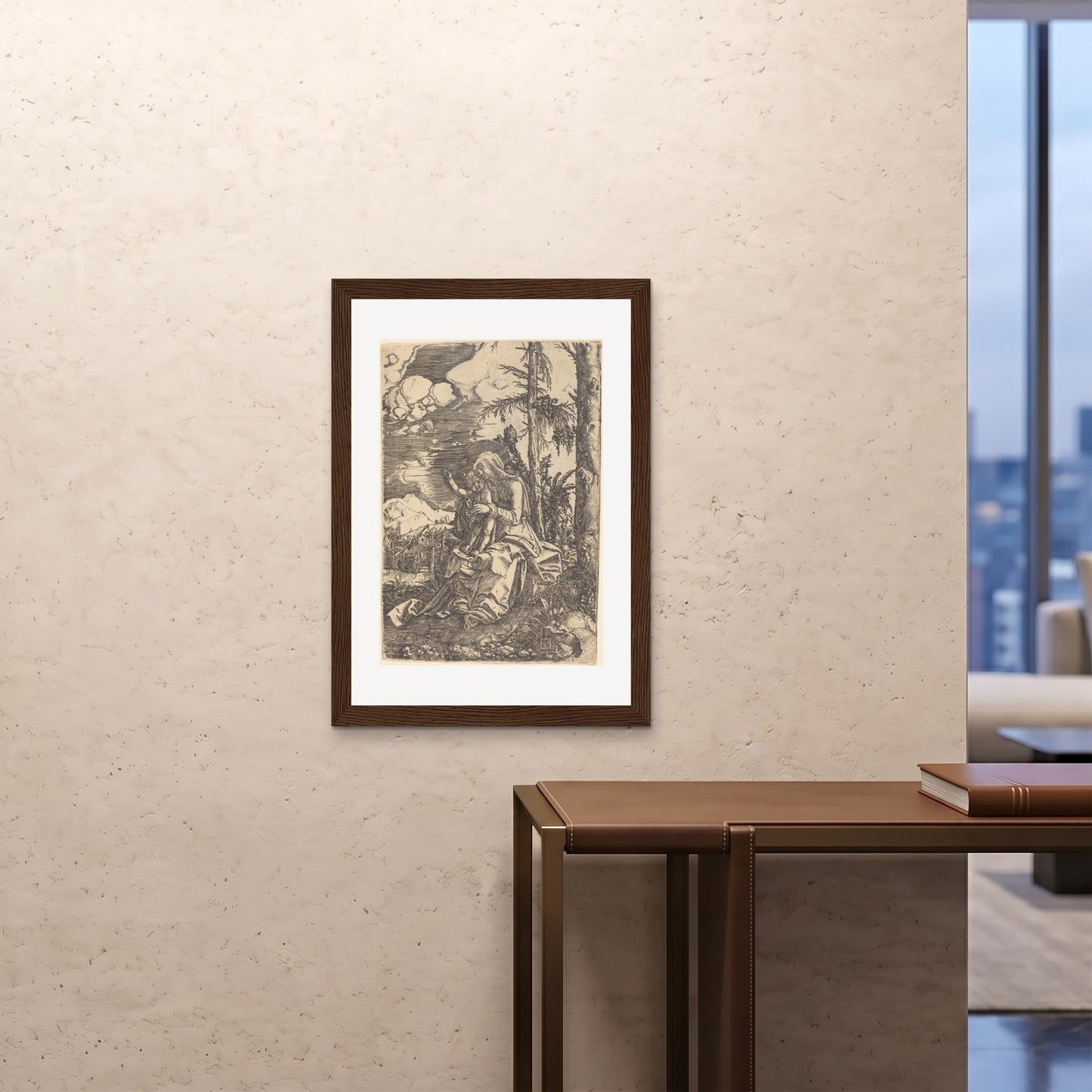 Orlonzo - FRAMED PRINT DARK WOOD A1594x841cm ROOM