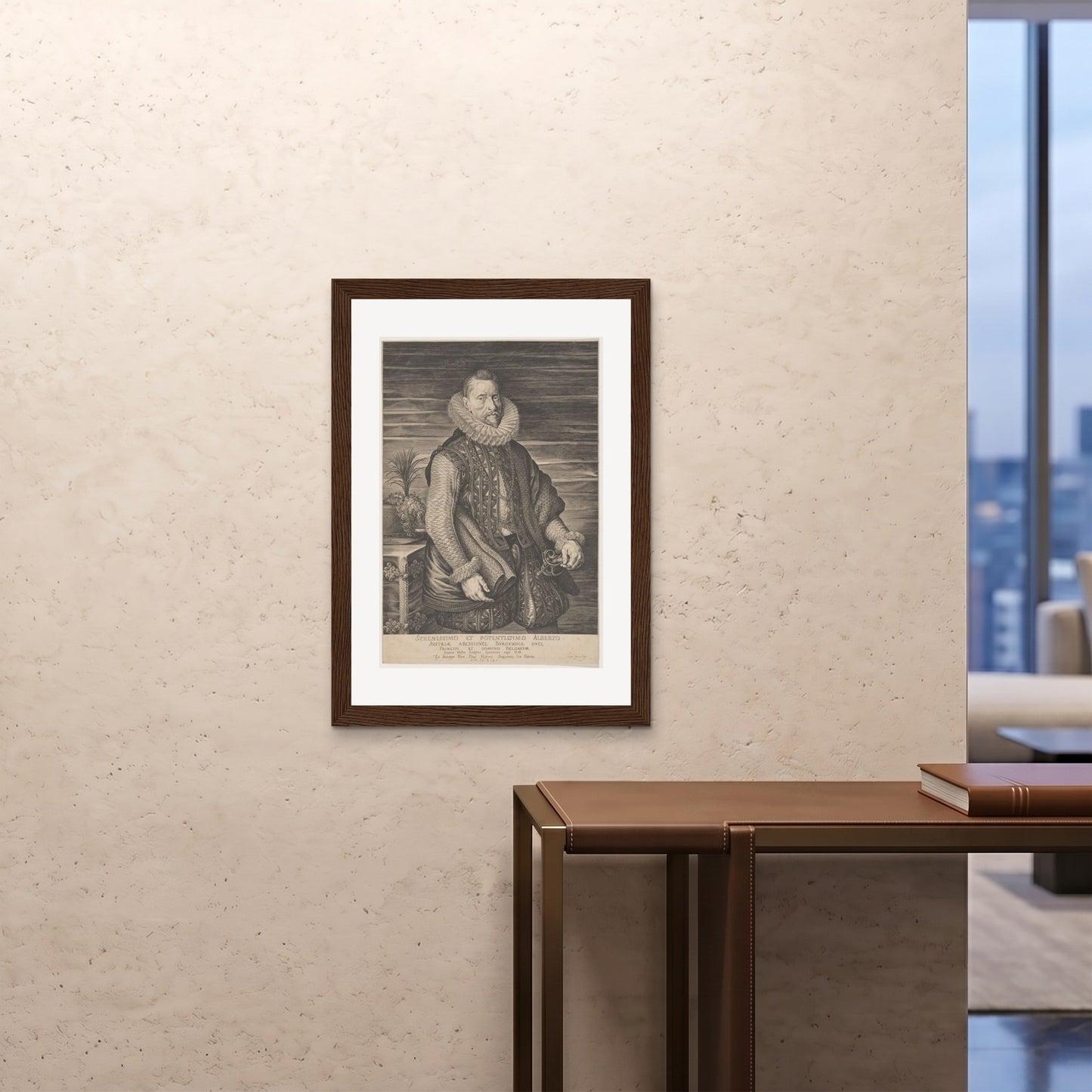 Orlonzo - FRAMED PRINT DARK WOOD A1594x841cm ROOM