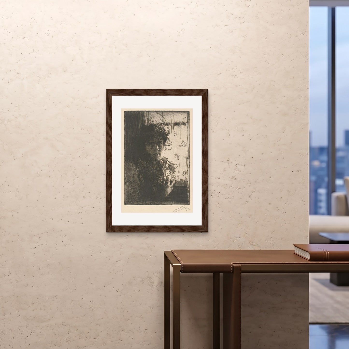 Orlonzo - FRAMED PRINT DARK WOOD A1594x841cm ROOM