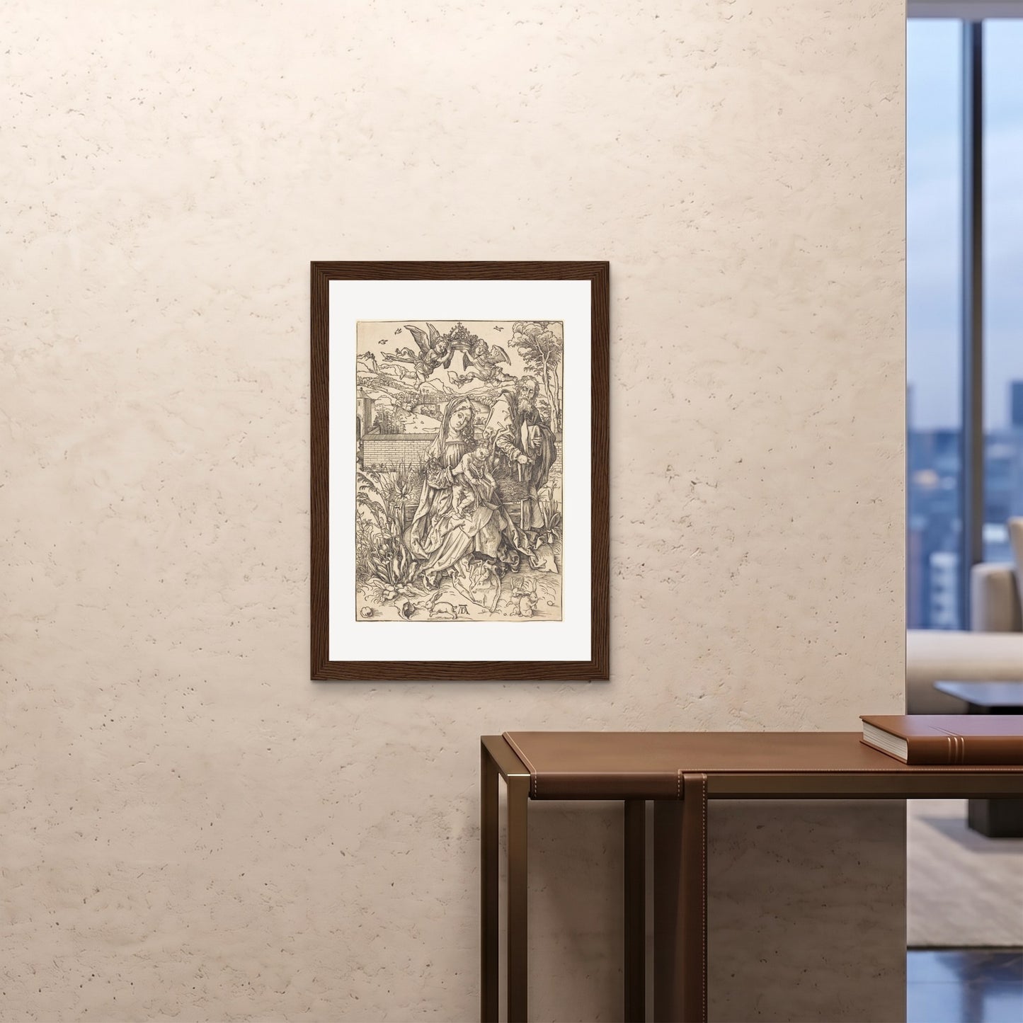 Orlonzo - FRAMED PRINT DARK WOOD A1594x841cm ROOM
